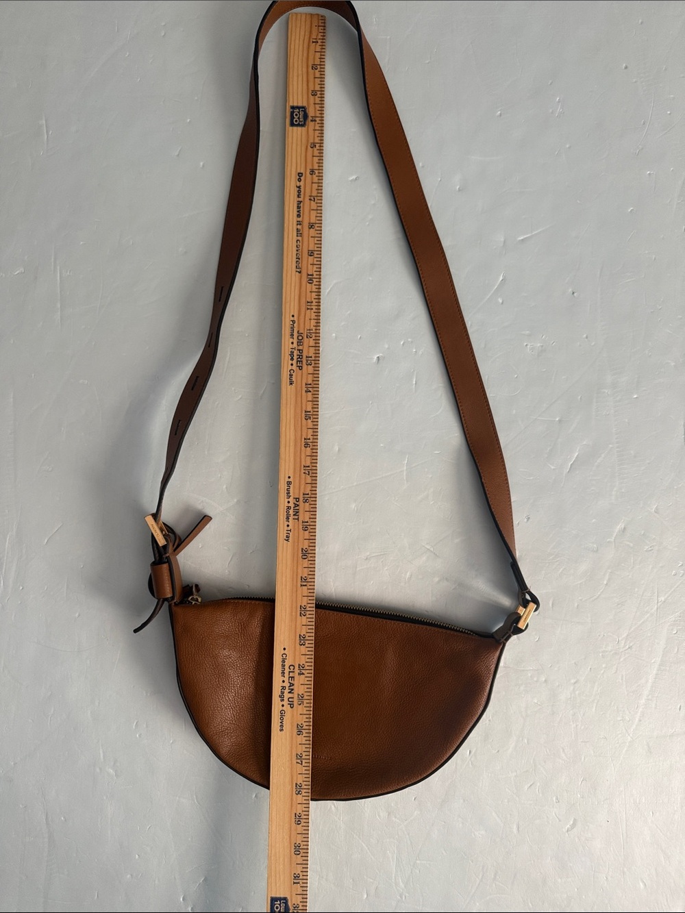 ALL SAINTS Half Moon Leather Cross Body Bag Briwn Urban Edgy Minimalist Off Duty - Picture 9 of 15